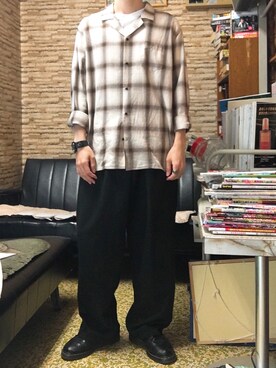 「革靴」｜「アイテム（Tシャツ/カットソー）」を使った、1222_gさん（メンズ・165cm）の夏コーディネート