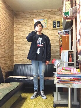 「CONVERSE（コンバース）のconverse コンバース ALL STAR HI オールスター ハイ 3206 BLACK(US)（スニーカー）」を使った、1222_gさん（メンズ・165cm・20代）の春コーディネート