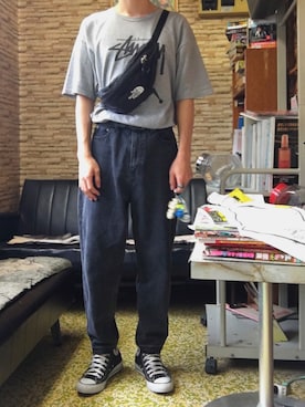 「CONVERSE（コンバース）のconverse コンバース ALL STAR HI オールスター ハイ 3206 BLACK(US)（スニーカー）」を使った、1222_gさん（メンズ・165cm・20代）の夏コーディネート