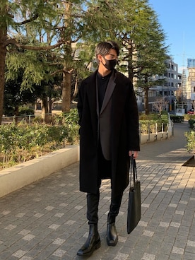 「ダークグレー」｜「アイテム（ジャケット/アウター）」を使った、YKさん（メンズ・181cm）の冬コーディネート