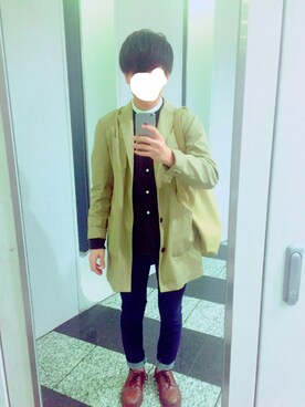「アイテム（ステンカラーコート）」を使った、m_booooさん（メンズ・171cm・10代）の春コーディネート