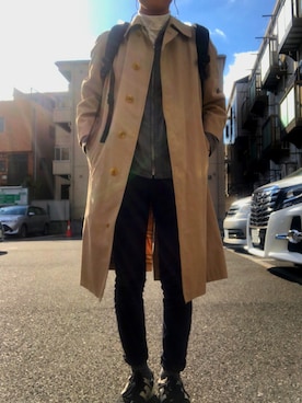 「Steven Alan」｜「アイテム（トレンチコート）」を使った、m_booooさん（メンズ・171cm）の冬コーディネート