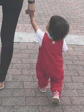 「PETIT BATEAU（プチバトー）のアイテム（サロペット/オーバーオール）」を使った、コハナさん（キッズ・70cm）の夏コーディネート