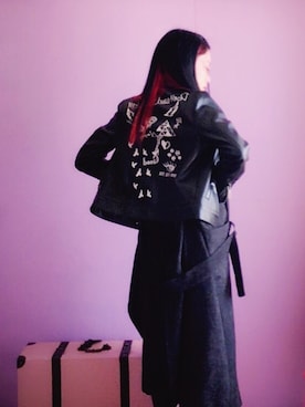 「SPIRALGIRL（スパイラルガール）のアイテム（ライダースジャケット）」を使った、ショウさん（レディース・150cm）の冬コーディネート