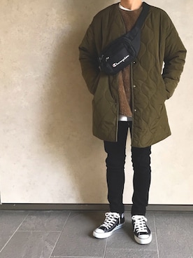 「Champion（チャンピオン）のアイテム（ショルダーバッグ）」を使った、まさおさん（メンズ・166cm）の冬コーディネート