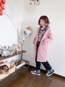 「ソックス」｜「アイテム（ノーカラージャケット）」を使った、花屋になりたくてさん（レディース・156cm）の冬コーディネート