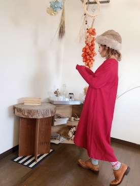 「靴下チラ見せ」｜「アイテム（ワンピース/ドレス）」を使った、花屋になりたくてさん（レディース・155cm）の冬コーディネート