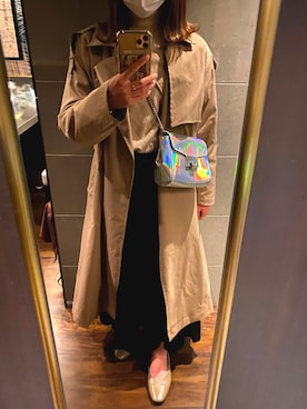 「ゆるニット」｜「アイテム（トレンチコート）」を使った、みこさん（レディース・153cm）の秋コーディネート