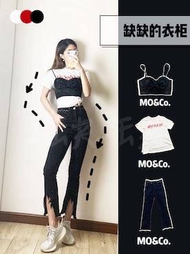 「Mo&Co.（モーアンドコー）のアイテム（パンツ）」を使った、缺缺Quinnさん（レディース・163cm）の夏コーディネート