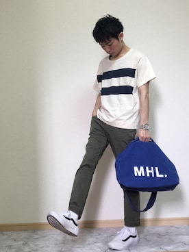 「STUDIOUS（ステュディオス）のアイテム（チノパンツ）」を使った、yu〜さん（メンズ・160cm）の春コーディネート