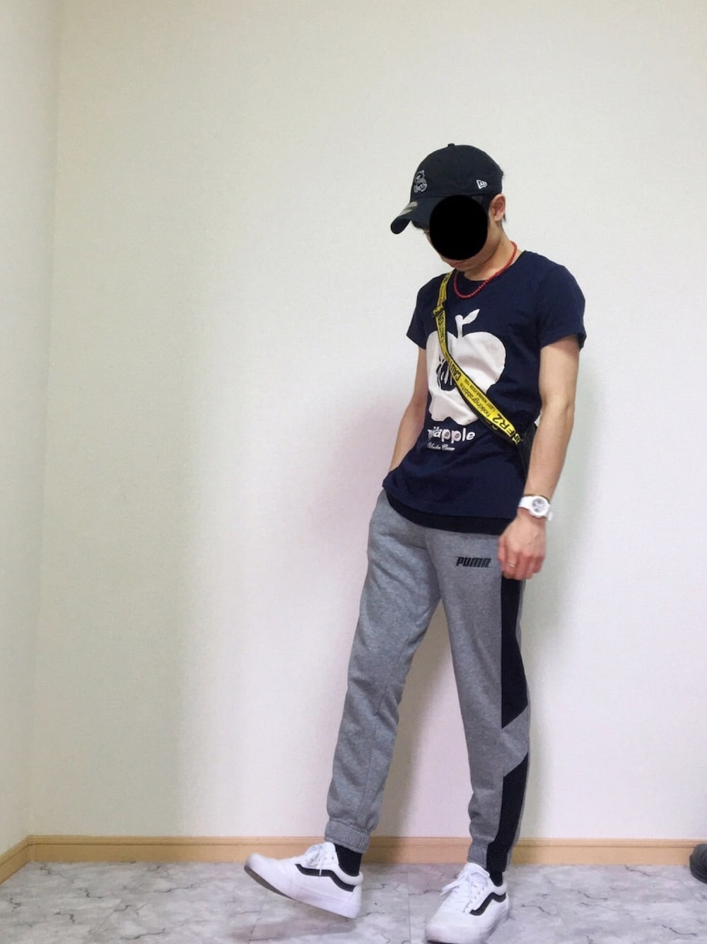 「FUJIROCKEEN、シンプルコーデ、street、トラックパンツ、PUMA、UNDER COVER、HARUSAKU、G-SHOCK、VANS、スボーツミックス、keen」｜「UNDERCOVERのMUT9H02（キャップ、ブラック系）」を使った、yu〜さん（メンズ・160cm）の夏コーディネートの1枚目の写真