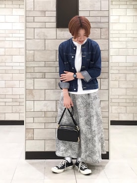 「coenスタッフスタイリング」｜「アイテム（デニムジャケット）」を使った、coen Yoshidaさん（レディース・160cm）の春コーディネート