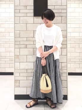 「coen（コーエン）のアイテム（トップス）」を使った、coen Yoshidaさん（レディース・160cm）の夏コーディネート