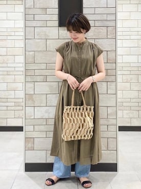 「インドコットン」｜「アイテム（ワンピース/ドレス）」を使った、coen Yoshidaさん（レディース・160cm）の夏コーディネート