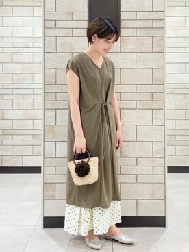 「coen（コーエン）のシーグラスミニかごバッグ（バスケット）（かごバッグ）」を使った、coen Yoshidaさん（レディース・160cm）の夏コーディネート