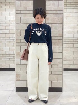 「カレッジT」｜coen Yoshidaさん（レディース・160cm）の秋コーディネート