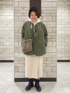 「USAコットン」｜「アイテム（ミリタリージャケット）」を使った、coen Yoshidaさん（レディース・160cm）の秋コーディネート