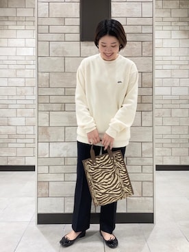 「coen（コーエン）のアイテム（スラックス）」を使った、coen Yoshidaさん（レディース・160cm）の秋コーディネート