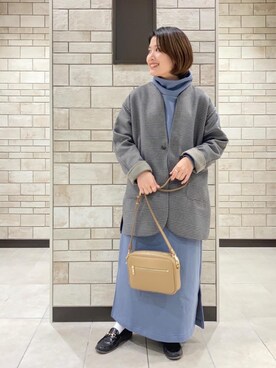 「coen（コーエン）のアイテム（ノーカラージャケット）」を使った、coen Yoshidaさん（レディース・160cm）の秋コーディネート