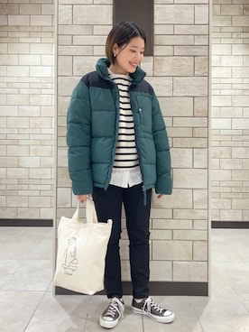 「coen（コーエン）のアイテム（ダウンジャケット/コート）」を使った、coen Yoshidaさん（レディース・160cm）の冬コーディネート