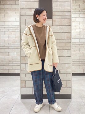 「ロゴ・コーエンベア」｜「アイテム（ジャケット/アウター）」を使った、coen Yoshidaさん（レディース・160cm）の冬コーディネート