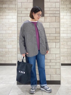 「アイテム（ミリタリージャケット、グレー系）」を使った、coen Yoshidaさん（レディース・160cm）の冬コーディネート