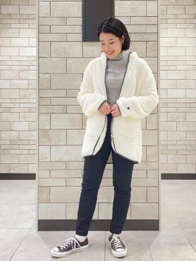 「Champion（チャンピオン）のアイテム（ブルゾン）」を使った、coen Yoshidaさん（レディース・160cm）の冬コーディネート