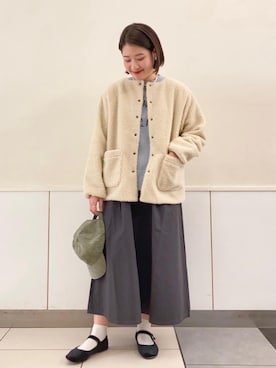 「coen（コーエン）のアイテム（キャップ）」を使った、coen Yoshidaさん（レディース・160cm）の冬コーディネート