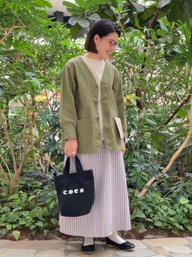 「春カラー」｜「アイテム（カバーオール）」を使った、coen Yoshidaさん（レディース・160cm）の春コーディネート