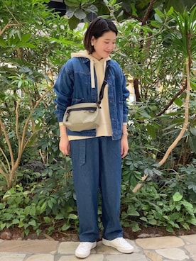 「USAコットン」｜「アイテム（デニムジャケット）」を使った、coen Yoshidaさん（レディース・160cm）の春コーディネート