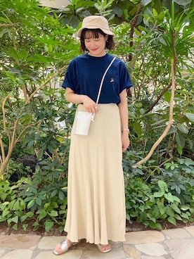 「USAコットン」｜「アイテム（帽子）」を使った、coen Yoshidaさん（レディース・160cm）の夏コーディネート