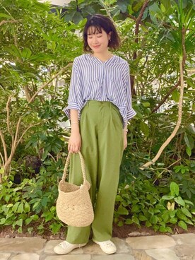 「涼しくて軽い「涼・軽パンツ」」｜coen Yoshidaさん（レディース・160cm）の夏コーディネート