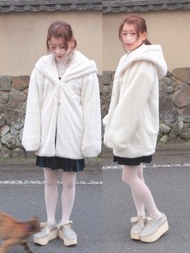 「パーティー」｜「アイテム（その他アウター）」を使った、ぴっぴさん（レディース・153cm）の冬コーディネート