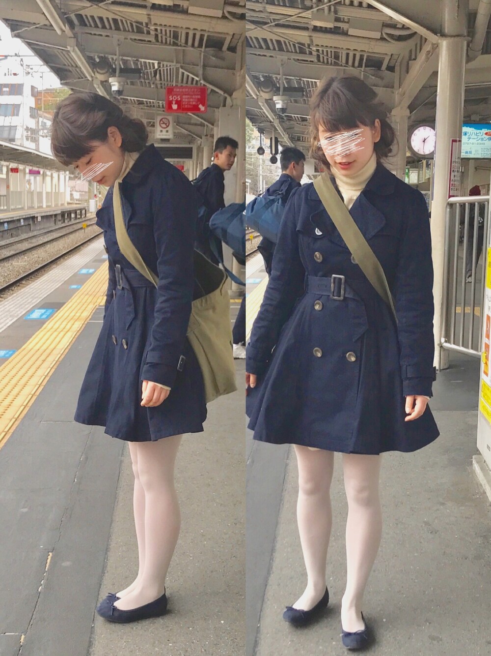 「春コーデ、トレンチコート、オトナカジュアル、シンプルコーデ、ootd、スカート、大人コーデ、カラータイツ、春、タートルネック」｜「MARGARET HOWELLのアイテム（ショルダーバッグ、グリーン系）」を使った、ぴっぴさん（レディース・153cm）の春コーディネートの1枚目の写真