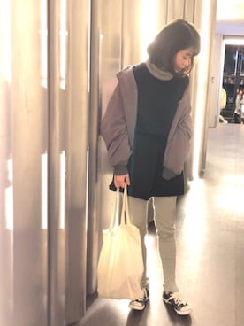 「アイラブCONVERSE」｜「アイテム（ワンピース/ドレス）」を使った、ぴっぴさん（レディース・153cm）の秋コーディネート