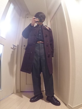 「BURBERRY BLUE LABEL（バーバリーブルーレーベル）のアイテム（ダッフルコート）」を使った、けんとさん（メンズ・166cm）の冬コーディネート