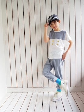 「MR（まる）のアイテム（帽子）」を使った、Wonder apartmentさん（キッズ・120cm）の夏コーディネート