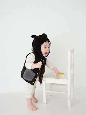 「MR（まる）のアイテム（帽子）」を使った、Wonder apartmentさん（キッズ・80cm）の秋コーディネート