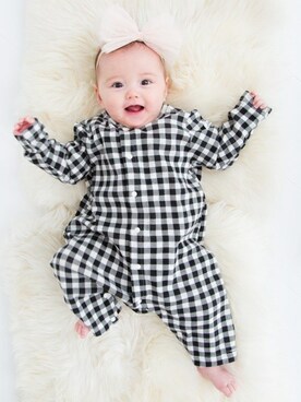 「アイテム（ロンパース、ブラック系）」を使った、Wonder apartmentさん（キッズ・70cm）の夏コーディネート