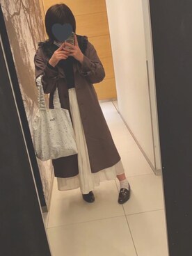 「one after another NICE CLAUP（ワンアフターアナザーナイスクラップ）のアイテム（トレンチコート）」を使った、mi⑅⑅さん（レディース・154cm）の春コーディネート