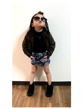 「AZUL（アズール）のアイテム（ブルゾン）」を使った、kurenaさん（キッズ・100cm）の春コーディネート