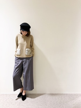 「Te chichi（テチチ）のアイテム（キャスケット）」を使った、RISA HARADAさん（レディース・165cm）の秋コーディネート
