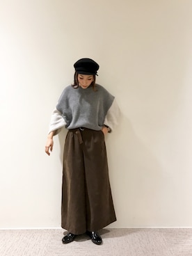 「Te chichi（テチチ）のアイテム（キャスケット）」を使った、RISA HARADAさん（レディース・165cm）の秋コーディネート