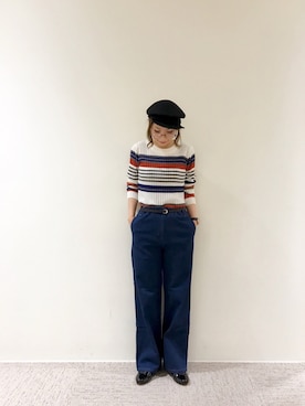 「Te chichi（テチチ）のアイテム（キャスケット）」を使った、RISA HARADAさん（レディース・165cm）の秋コーディネート