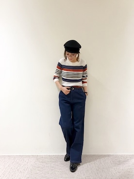 「Te chichi（テチチ）のアイテム（キャスケット）」を使った、RISA HARADAさん（レディース・165cm）の秋コーディネート