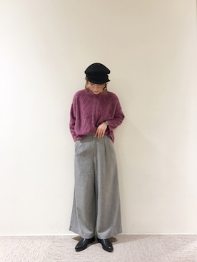 「Te chichi（テチチ）のアイテム（キャスケット）」を使った、RISA HARADAさん（レディース・165cm）の秋コーディネート