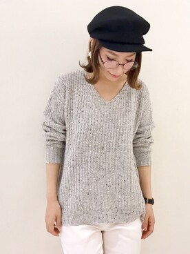 「Te chichi（テチチ）のアイテム（キャスケット）」を使った、RISA HARADAさん（レディース・165cm）の秋コーディネート