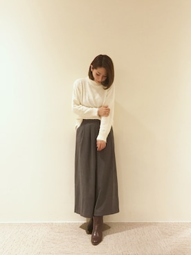 「Te chichi TERRASSE」｜「アイテム（ブーツ）」を使った、RISA HARADAさん（レディース・165cm）の秋コーディネート