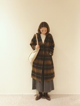 「Te chichi TERRASSE（テチチテラス）のアイテム（チェスターコート）」を使った、RISA HARADAさん（レディース・165cm）の秋コーディネート