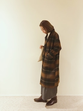 「Te chichi TERRASSE（テチチテラス）のアイテム（チェスターコート）」を使った、RISA HARADAさん（レディース・165cm）の秋コーディネート